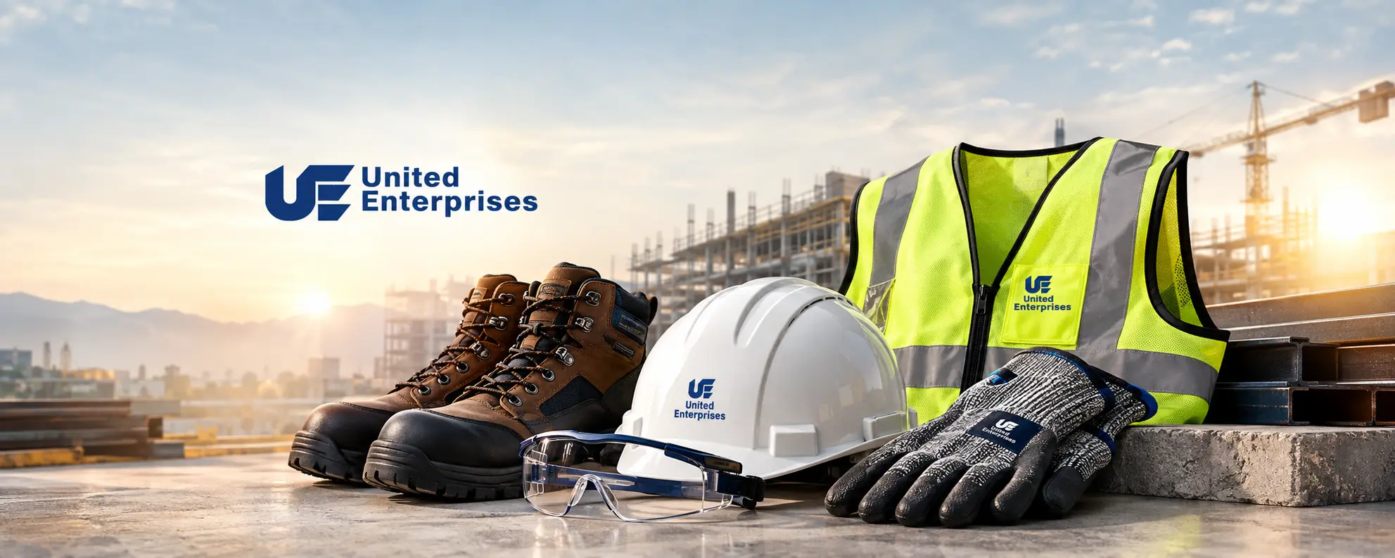 Workers wearing certified personal protective equipment on site