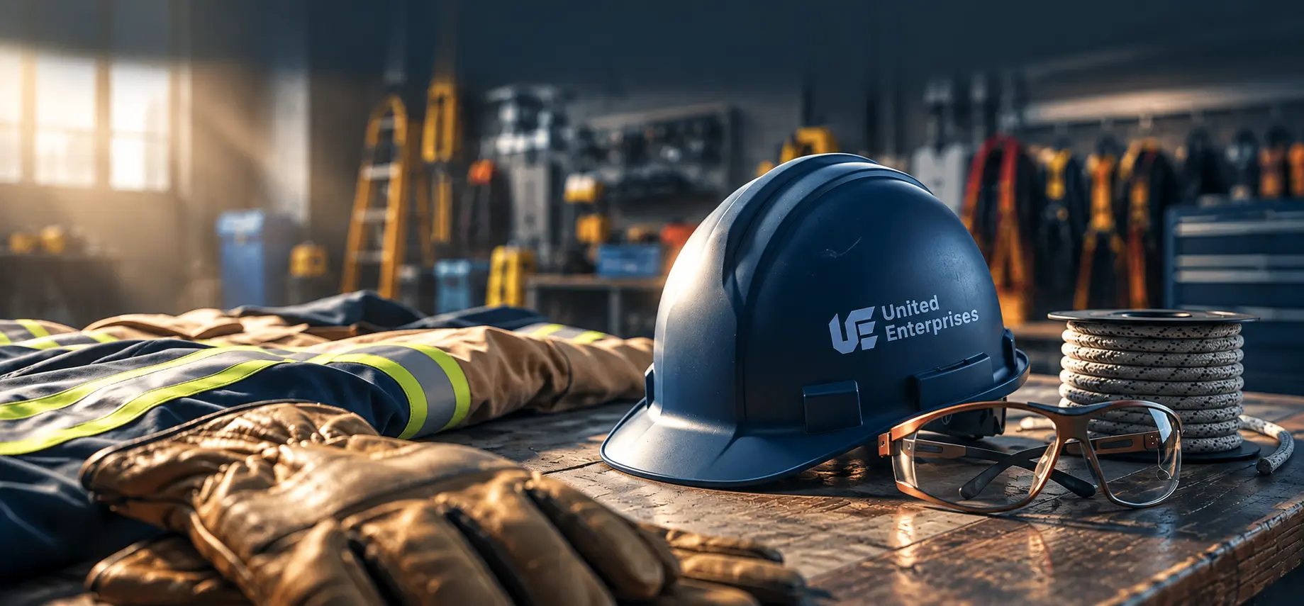 Warehouse stocked with industrial safety equipment